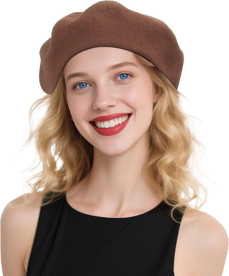 CKYPTFK Beret Hats for Women Holiday Wool French Style-Black/Red Church Hat-Clueless Outfit & Men's Beret - Image 1